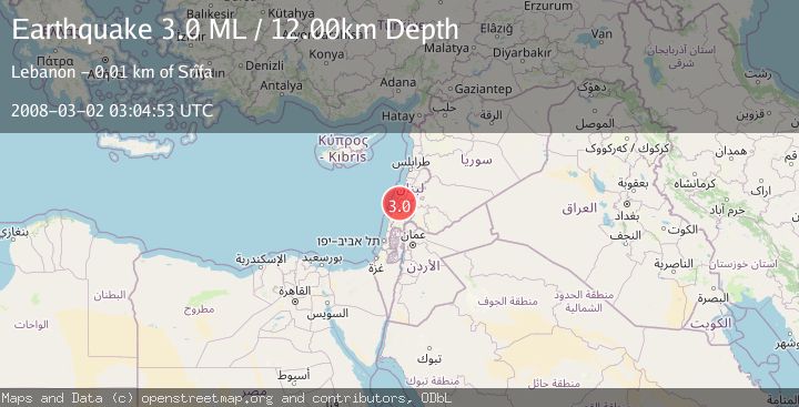Map of LEBANON - SYRIA REGION