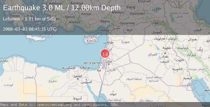 Map of LEBANON - SYRIA REGION