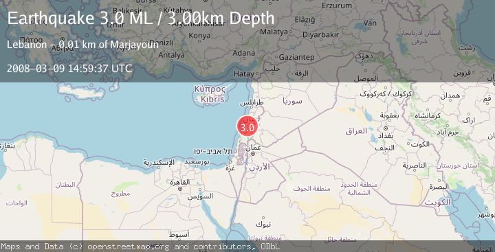 Map of LEBANON - SYRIA REGION