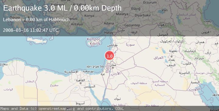 Map of LEBANON - SYRIA REGION