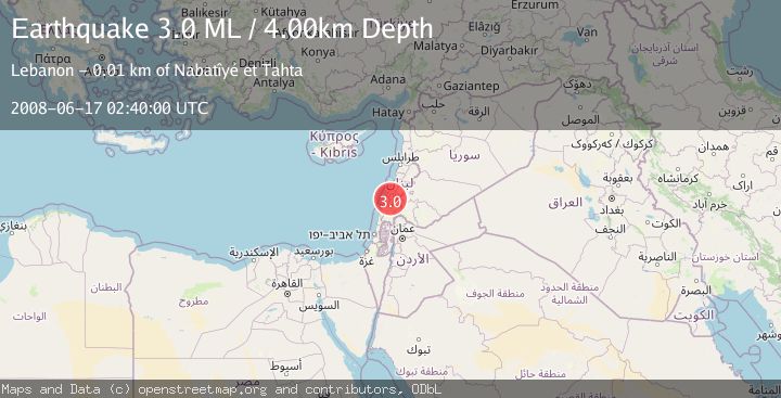 Map of LEBANON - SYRIA REGION