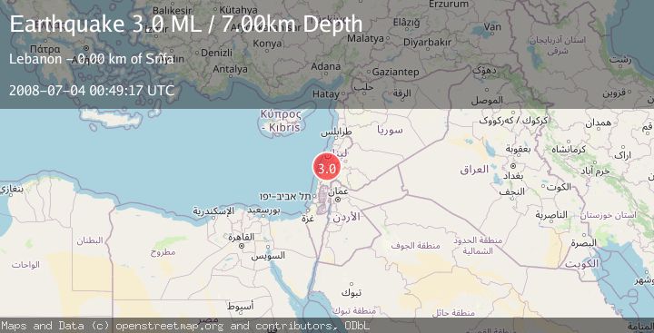 Map of LEBANON - SYRIA REGION
