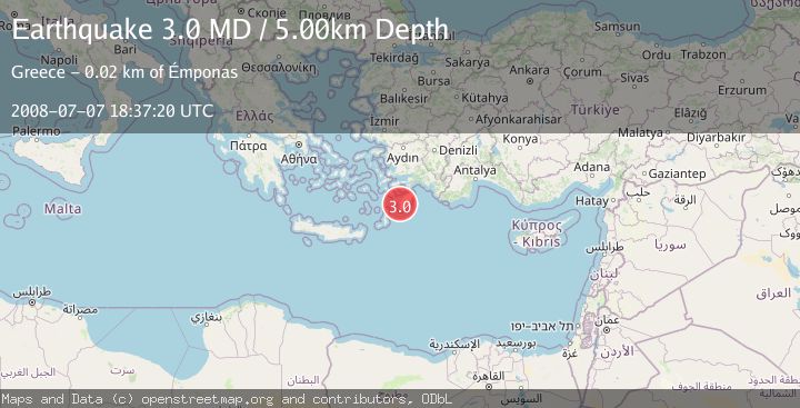 Map of DODECANESE ISLANDS, GREECE