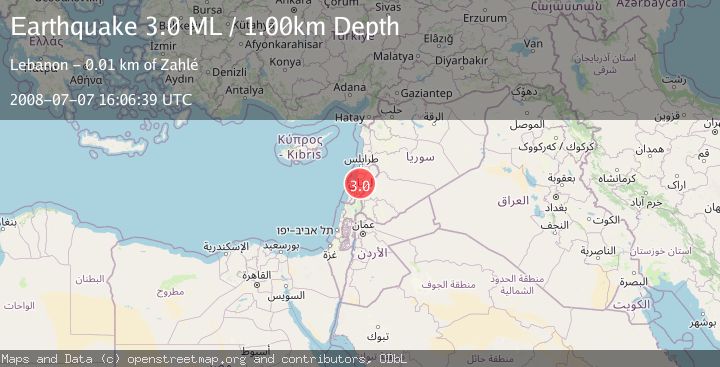 Map of LEBANON - SYRIA REGION