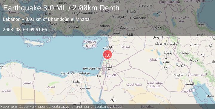Map of LEBANON - SYRIA REGION