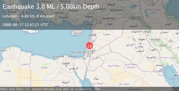 Map of LEBANON - SYRIA REGION