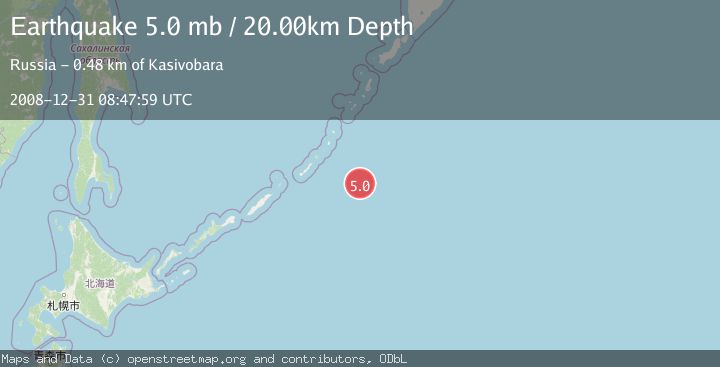 Map of EAST OF KURIL ISLANDS