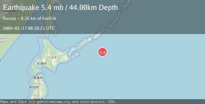 Map of EAST OF KURIL ISLANDS