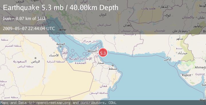 Map of NEAR COAST OF SOUTHEASTERN IRAN