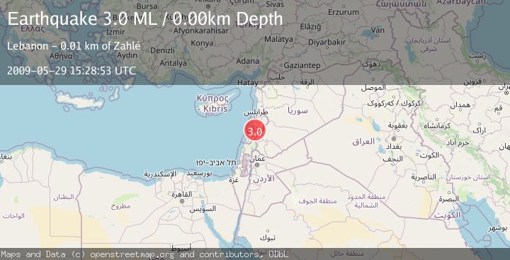 Map of LEBANON - SYRIA REGION