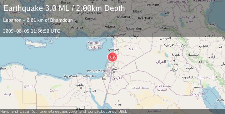 Map of LEBANON - SYRIA REGION