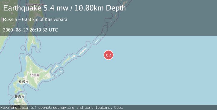 Map of EAST OF KURIL ISLANDS