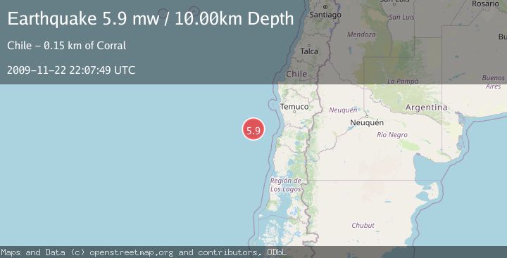 Map of OFF COAST OF LOS LAGOS, CHILE