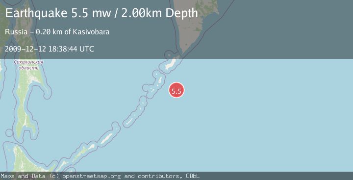 Map of EAST OF KURIL ISLANDS