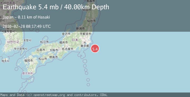 Map of OFF EAST COAST OF HONSHU, JAPAN