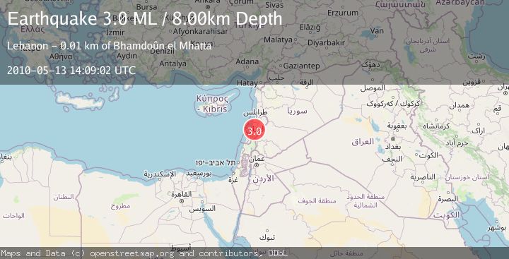 Map of LEBANON - SYRIA REGION