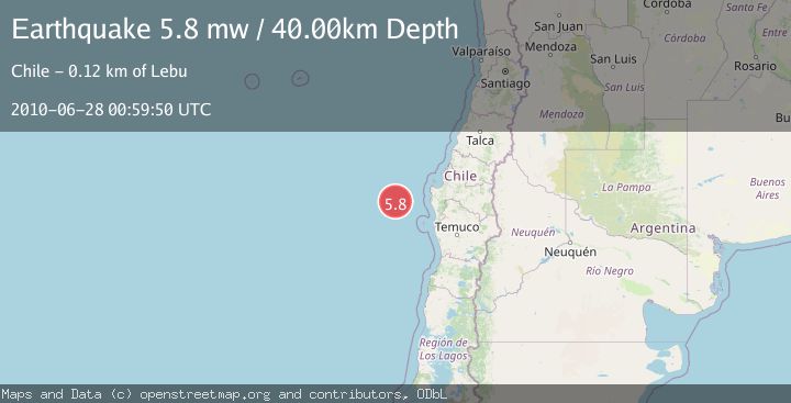Map of OFF COAST OF BIO-BIO, CHILE