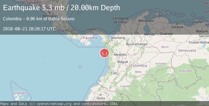 Map of NEAR WEST COAST OF COLOMBIA