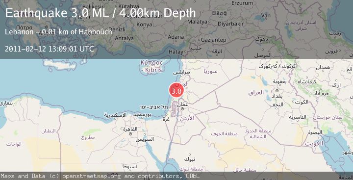 Map of LEBANON - SYRIA REGION
