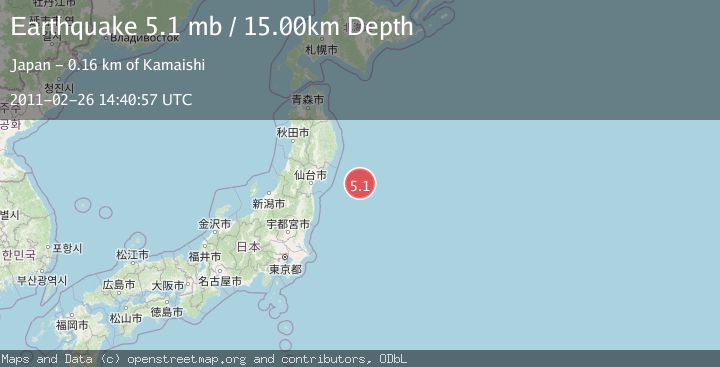 Map of OFF EAST COAST OF HONSHU, JAPAN