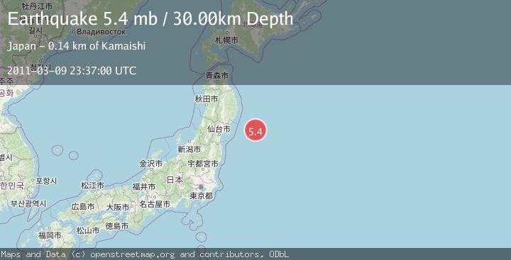 Map of OFF EAST COAST OF HONSHU, JAPAN