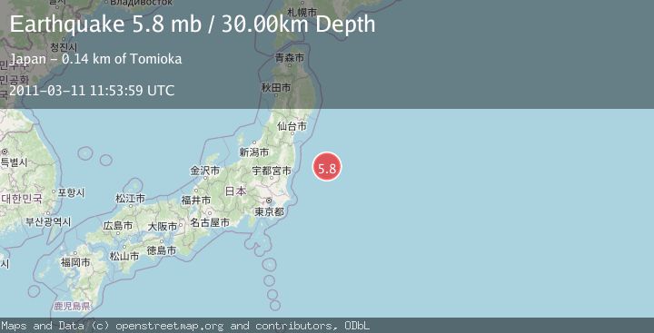 Map of OFF EAST COAST OF HONSHU, JAPAN