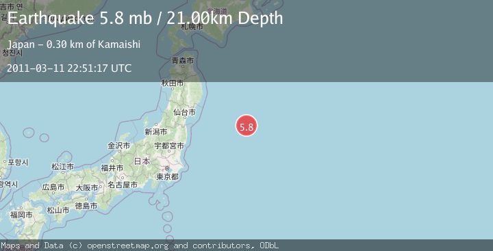 Map of OFF EAST COAST OF HONSHU, JAPAN