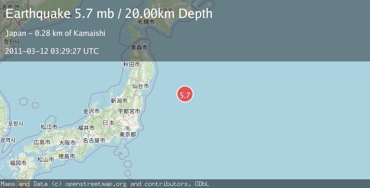 Map of OFF EAST COAST OF HONSHU, JAPAN