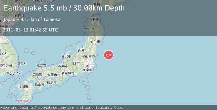 Map of OFF EAST COAST OF HONSHU, JAPAN
