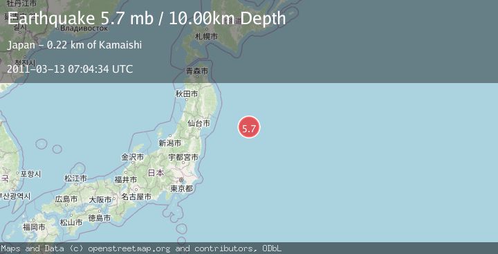 Map of OFF EAST COAST OF HONSHU, JAPAN