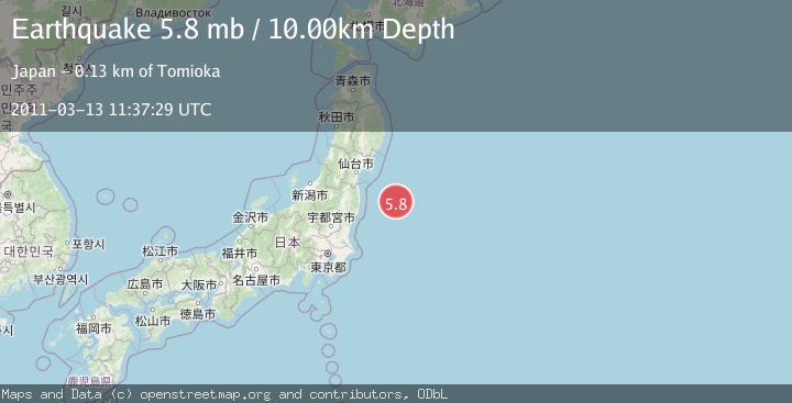 Map of OFF EAST COAST OF HONSHU, JAPAN