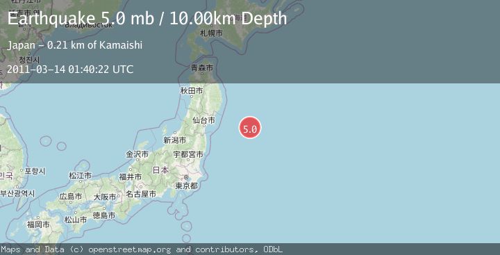 Map of OFF EAST COAST OF HONSHU, JAPAN