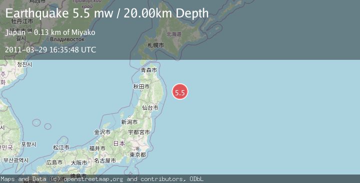 Map of OFF EAST COAST OF HONSHU, JAPAN