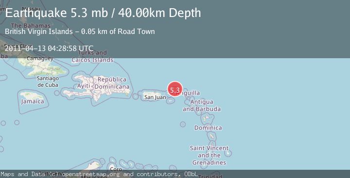 Map of ANEGADA, BRITISH VIRGIN ISLANDS