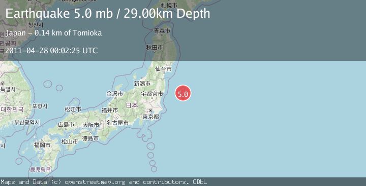 Map of OFF EAST COAST OF HONSHU, JAPAN