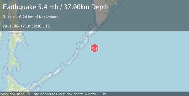 Map of EAST OF KURIL ISLANDS