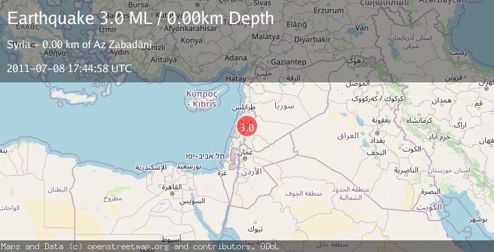 Map of LEBANON - SYRIA REGION
