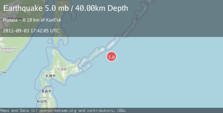 Map of EAST OF KURIL ISLANDS