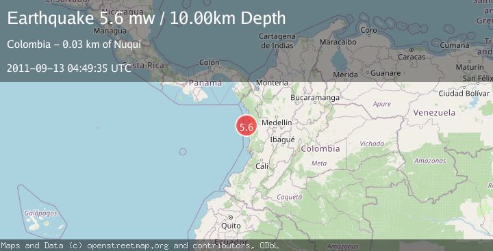 Map of NEAR WEST COAST OF COLOMBIA