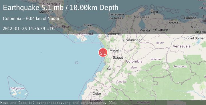 Map of NEAR WEST COAST OF COLOMBIA