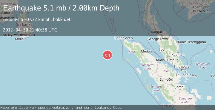 Map of OFF W COAST OF NORTHERN SUMATRA