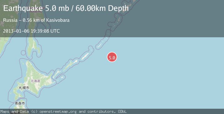 Map of EAST OF KURIL ISLANDS