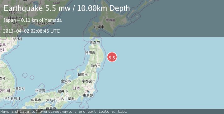 Map of OFF EAST COAST OF HONSHU, JAPAN