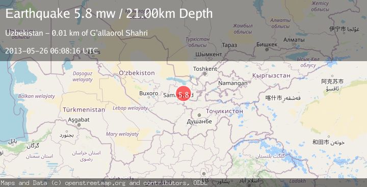 Map of EASTERN UZBEKISTAN