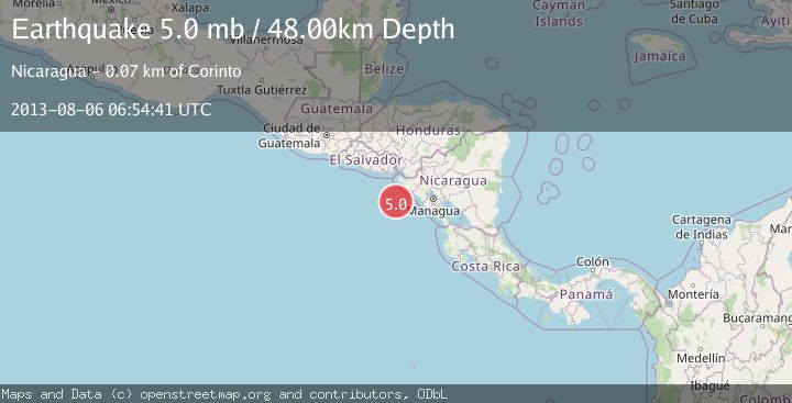 Map of NEAR COAST OF NICARAGUA