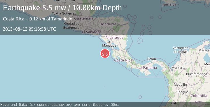 Map of OFF COAST OF COSTA RICA