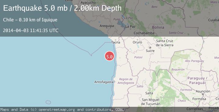 Map of OFF COAST OF TARAPACA, CHILE