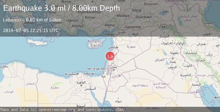 Map of LEBANON - SYRIA REGION