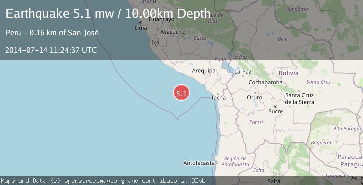 Map of OFF COAST OF SOUTHERN PERU