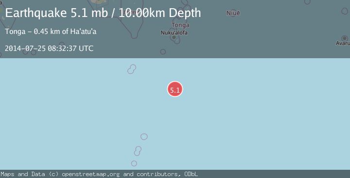 Map of SOUTH OF TONGA